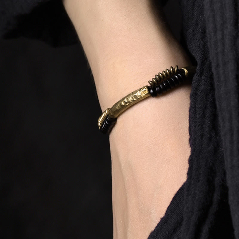 Nimara Ritual Vintage Ebony Wood Copper Luck Wealth Handmade Bracelet