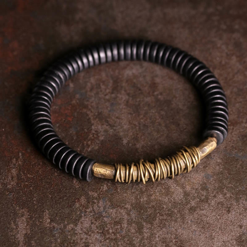 Nimara Ritual Calm Tibetan Ebony Wood Copper Bracelet