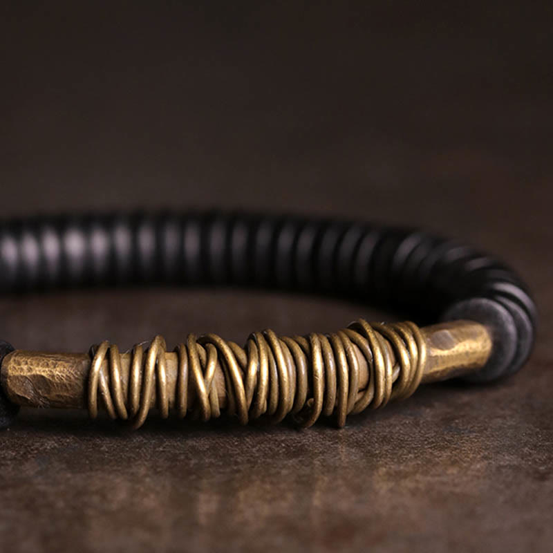 Nimara Ritual Calm Tibetan Ebony Wood Copper Bracelet