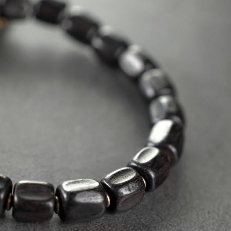 Nimara Ritual Vintage Peace Tibetan Ebony Wood Beads Copper Multilayered Healing Bracelet