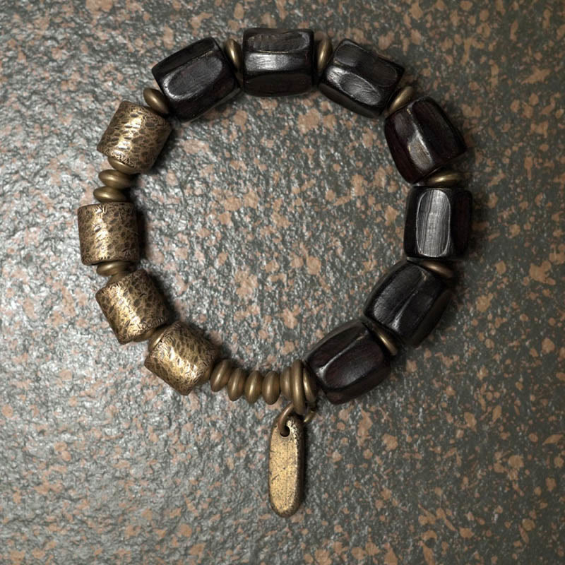 Nimara Ritual Vintage Peace Ebony Wood Copper Beads Bracelet