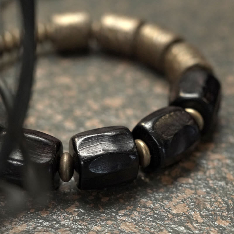 Nimara Ritual Vintage Peace Ebony Wood Copper Beads Bracelet