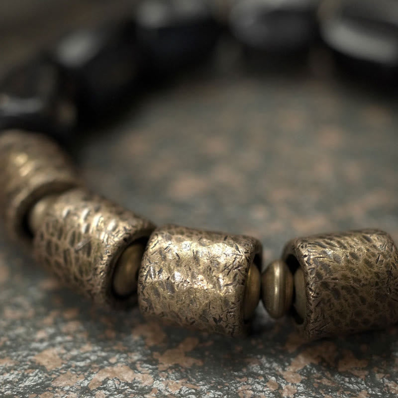 Nimara Ritual Vintage Peace Ebony Wood Copper Beads Bracelet