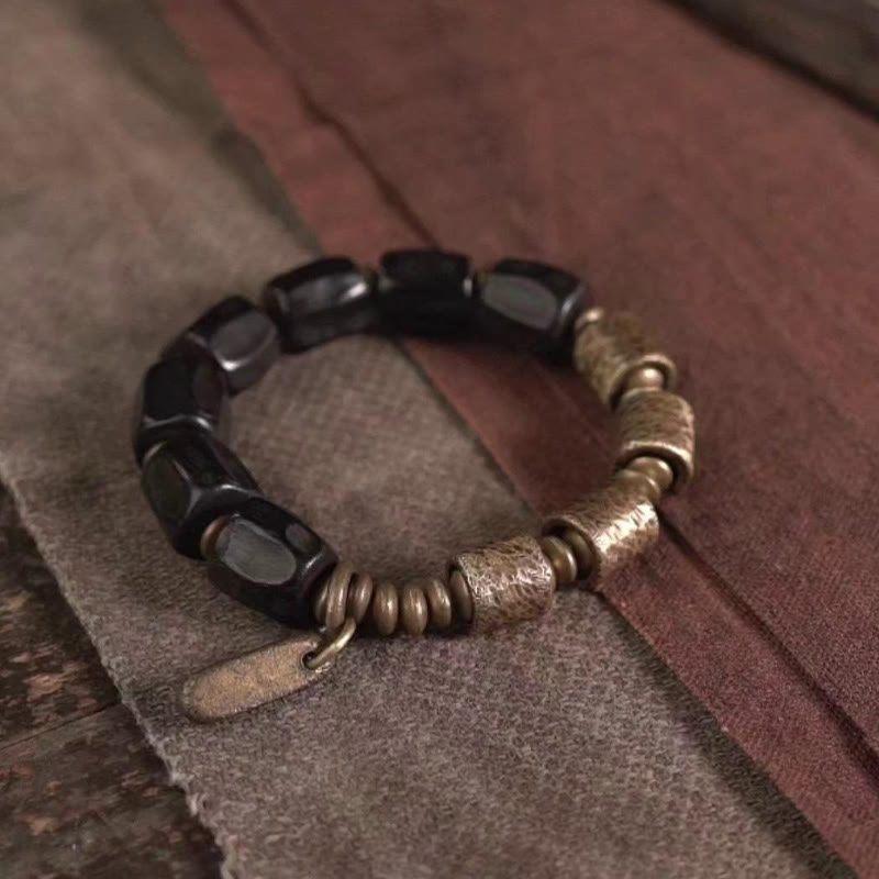 Nimara Ritual Vintage Peace Ebony Wood Copper Beads Bracelet