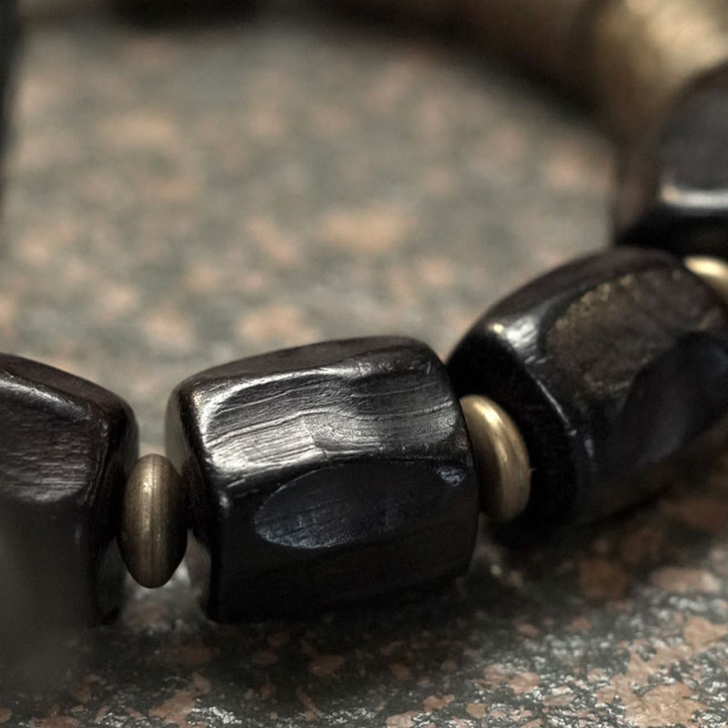 Nimara Ritual Vintage Peace Ebony Wood Copper Beads Bracelet