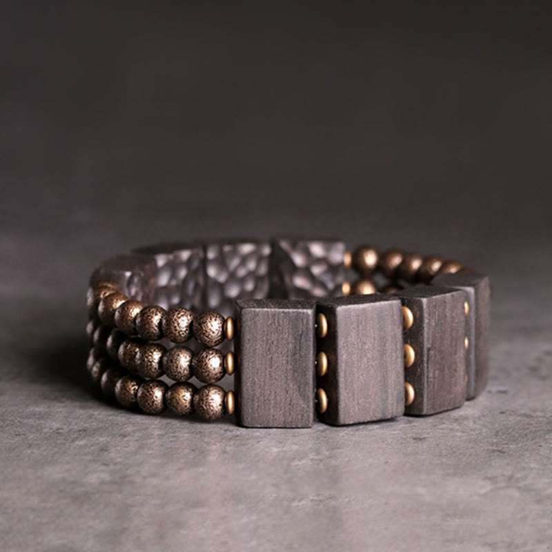 Nimara Ritual Vintage Peace Ebony Wood Copper Beads Balance Bracelet