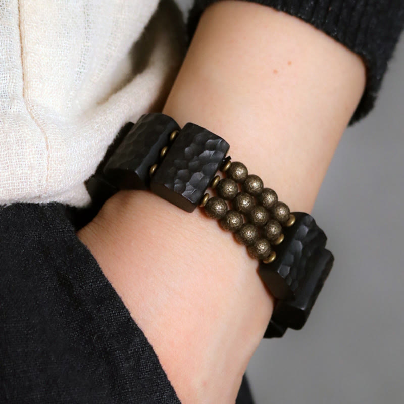 Nimara Ritual Vintage Peace Ebony Wood Copper Beads Balance Bracelet