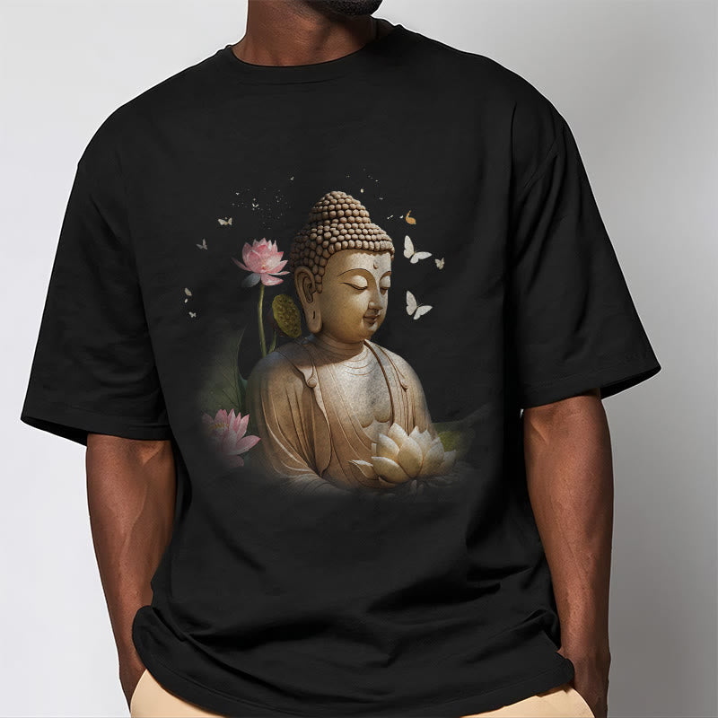 Nimara Ritual Lotus Butterfly Meditation Buddha Tee T-shirt