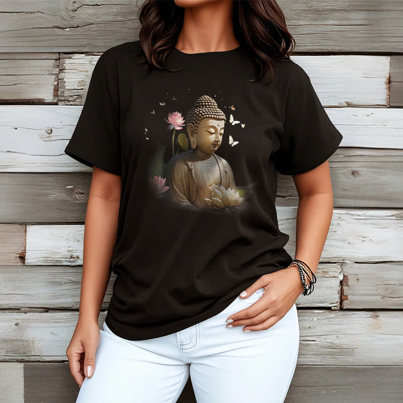 Nimara Ritual Lotus Butterfly Meditation Buddha Tee T-shirt