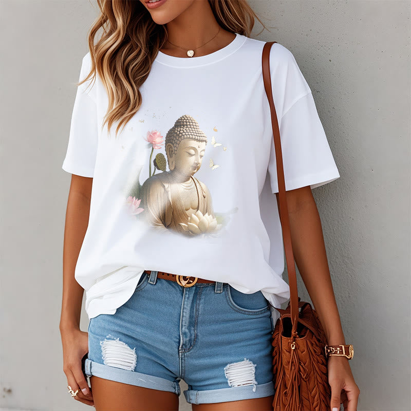 Nimara Ritual Lotus Butterfly Meditation Buddha Tee T-shirt