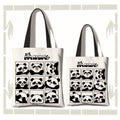 Nimara Ritual Large Capacity Handmade Canvas Cute Panda Commuter Shoulder Bag Shopping Bag