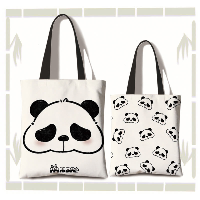 Nimara Ritual Large Capacity Handmade Canvas Cute Panda Commuter Shoulder Bag Shopping Bag