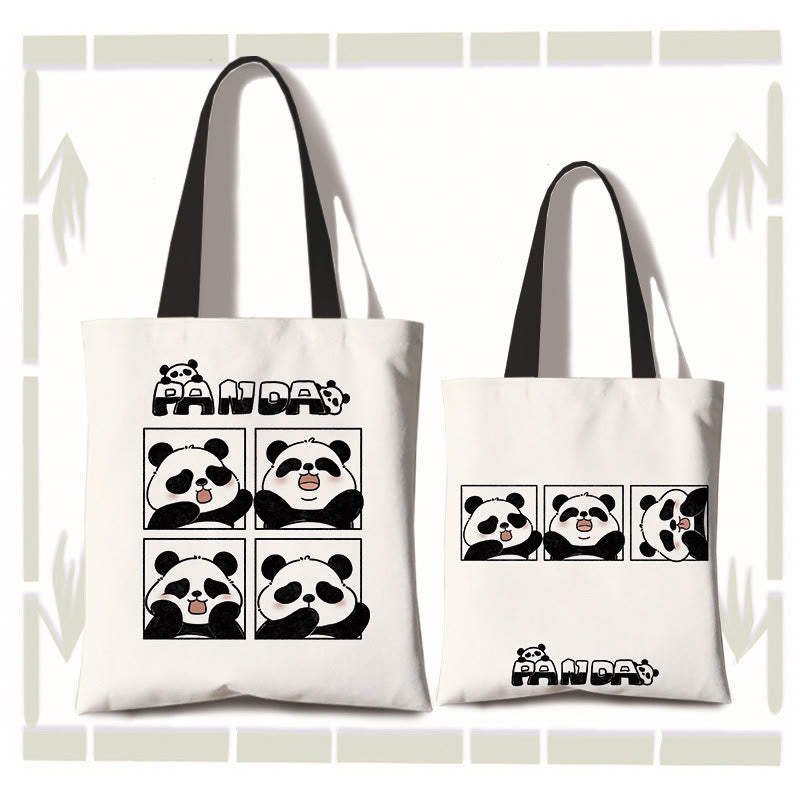 Nimara Ritual Large Capacity Handmade Canvas Cute Panda Commuter Shoulder Bag Shopping Bag