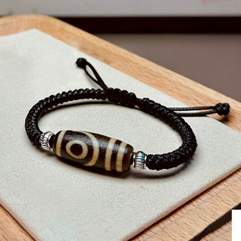 Nimara Ritual Tibetan Nine-Eye Dzi Bead Three-eyed Dzi Bead Wealth Protection Rope Bracelet