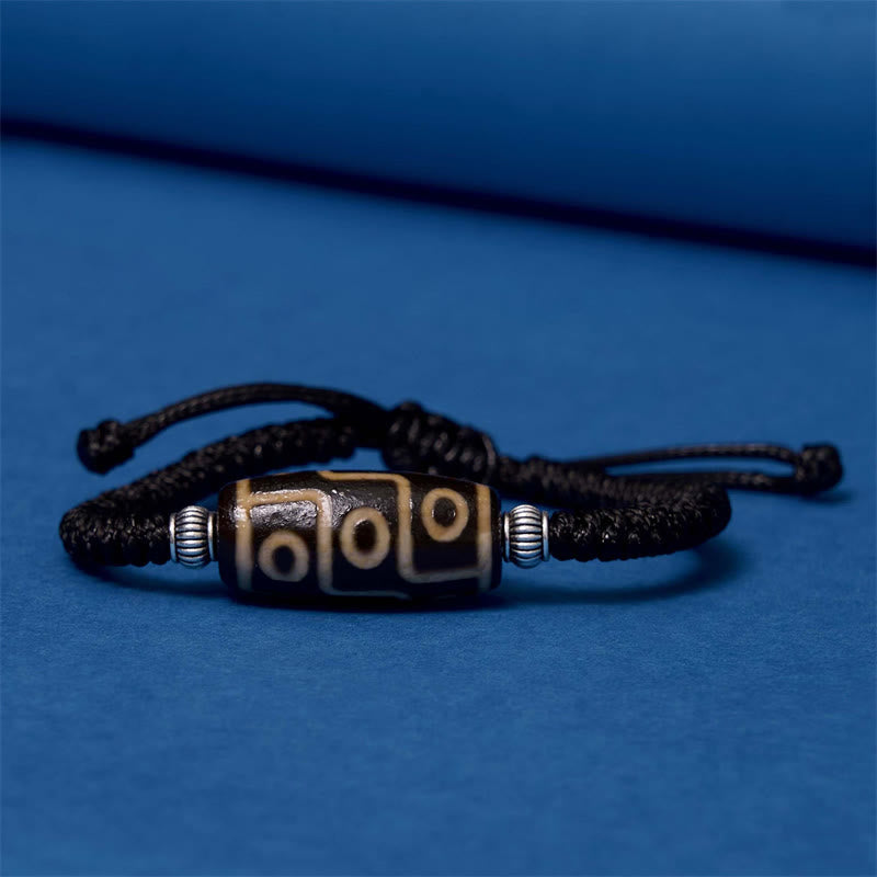 Nimara Ritual Tibetan Nine-Eye Dzi Bead Three-eyed Dzi Bead Wealth Protection Rope Bracelet