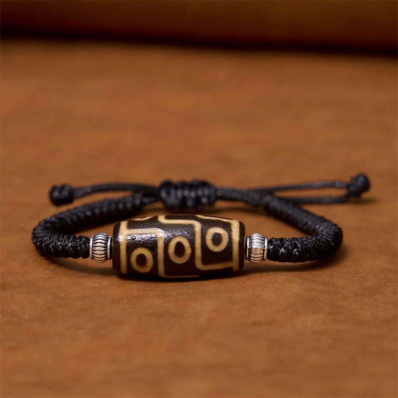 Nimara Ritual Tibetan Nine-Eye Dzi Bead Three-eyed Dzi Bead Wealth Protection Rope Bracelet