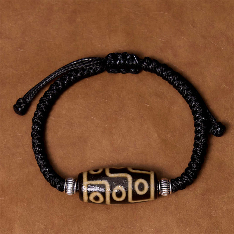 Nimara Ritual Tibetan Nine-Eye Dzi Bead Three-eyed Dzi Bead Wealth Protection Rope Bracelet