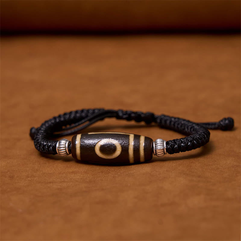 Nimara Ritual Tibetan Nine-Eye Dzi Bead Three-eyed Dzi Bead Wealth Protection Rope Bracelet