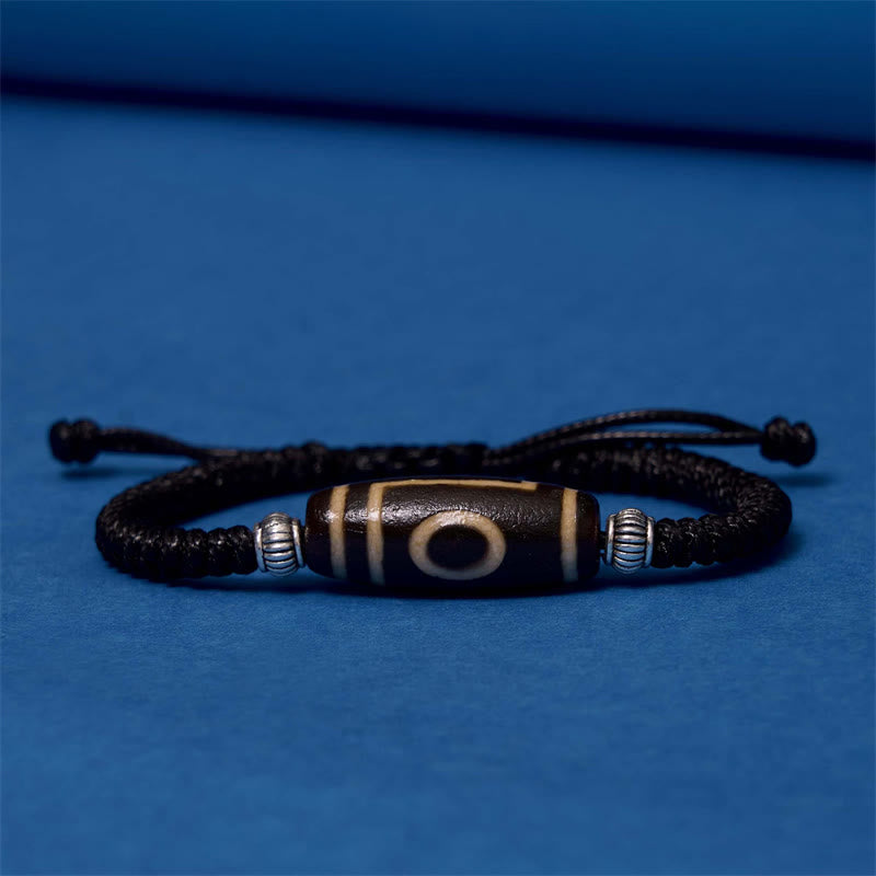 Nimara Ritual Tibetan Nine-Eye Dzi Bead Three-eyed Dzi Bead Wealth Protection Rope Bracelet