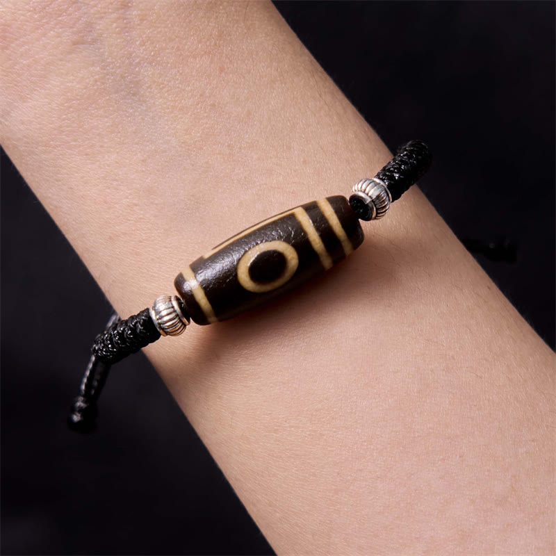 Nimara Ritual Tibetan Nine-Eye Dzi Bead Three-eyed Dzi Bead Wealth Protection Rope Bracelet