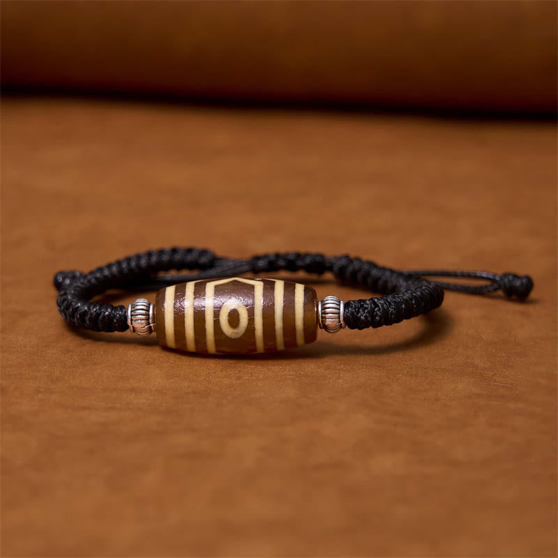 Nimara Ritual Tibetan Nine-Eye Dzi Bead Three-eyed Dzi Bead Wealth Protection Rope Bracelet