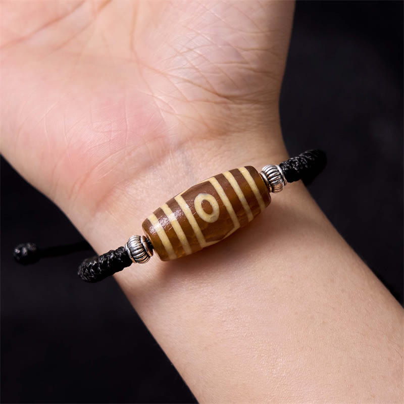 Nimara Ritual Tibetan Nine-Eye Dzi Bead Three-eyed Dzi Bead Wealth Protection Rope Bracelet
