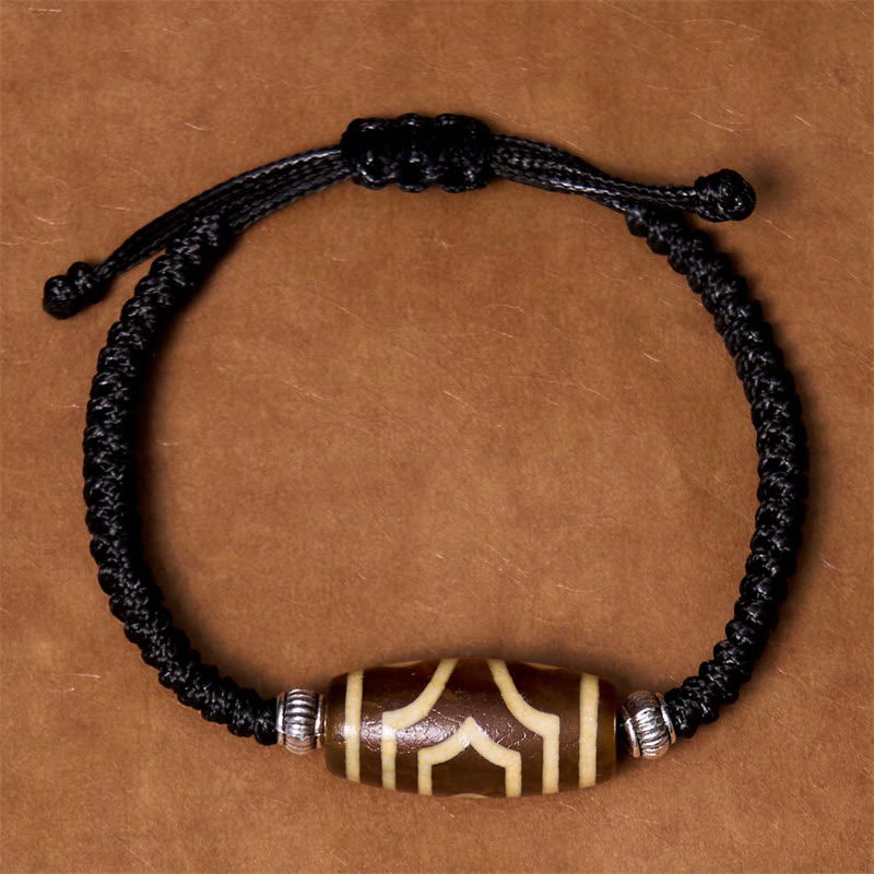 Nimara Ritual Tibetan Nine-Eye Dzi Bead Three-eyed Dzi Bead Wealth Protection Rope Bracelet