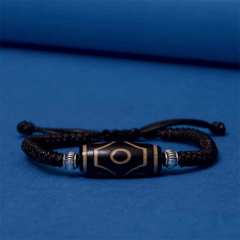 Nimara Ritual Tibetan Nine-Eye Dzi Bead Three-eyed Dzi Bead Wealth Protection Rope Bracelet