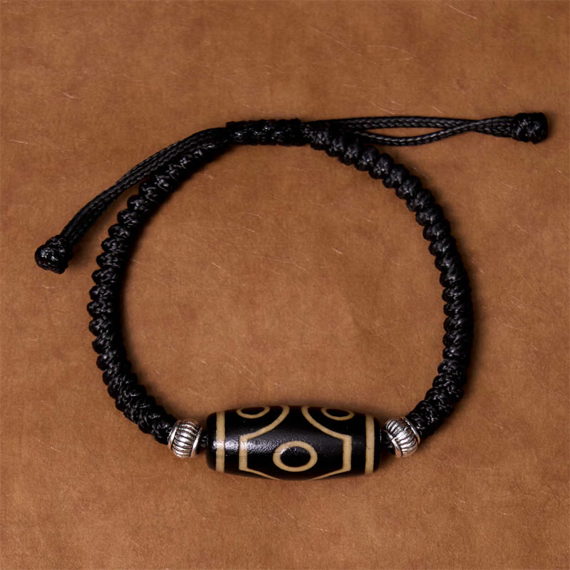 Nimara Ritual Tibetan Nine-Eye Dzi Bead Three-eyed Dzi Bead Wealth Protection Rope Bracelet
