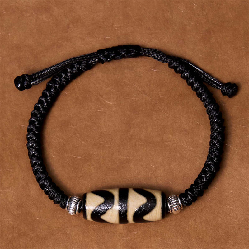 Nimara Ritual Tibetan Nine-Eye Dzi Bead Three-eyed Dzi Bead Wealth Protection Rope Bracelet