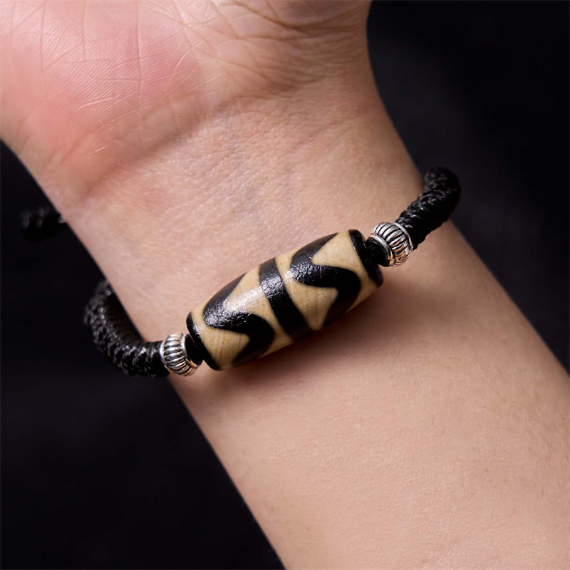 Nimara Ritual Tibetan Nine-Eye Dzi Bead Three-eyed Dzi Bead Wealth Protection Rope Bracelet