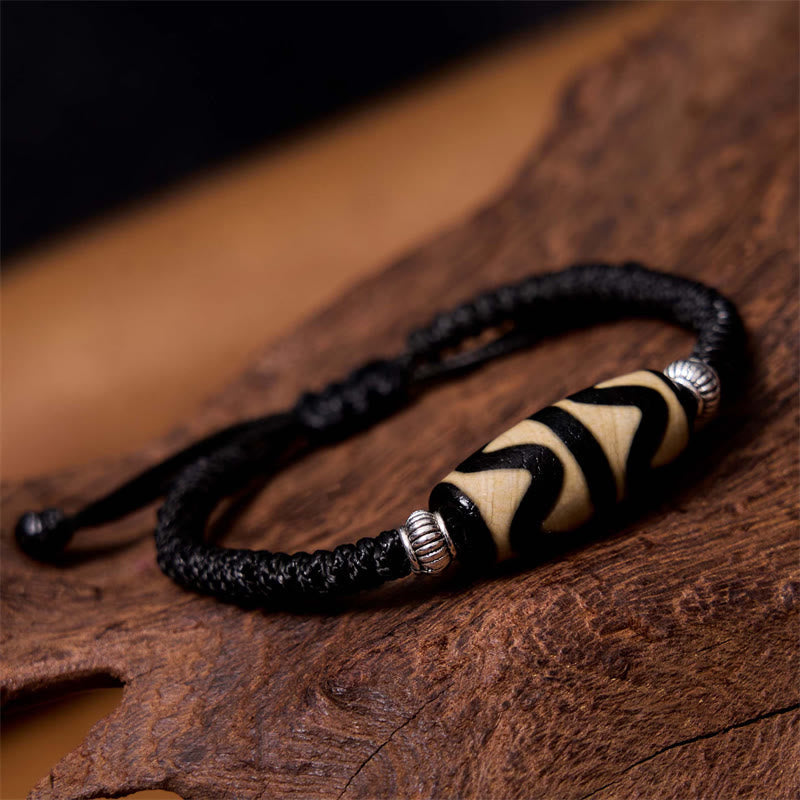 Nimara Ritual Tibetan Nine-Eye Dzi Bead Three-eyed Dzi Bead Wealth Protection Rope Bracelet