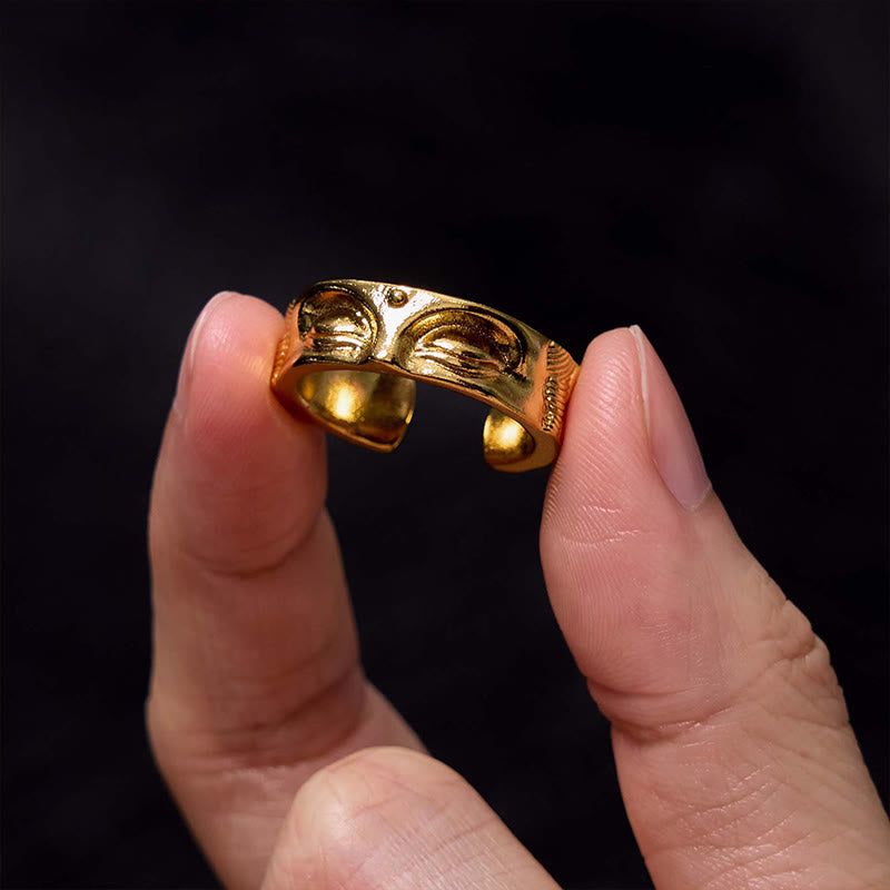 Nimara Ritual Golden Meditation Buddha Serenity Copper Adjustable Ring