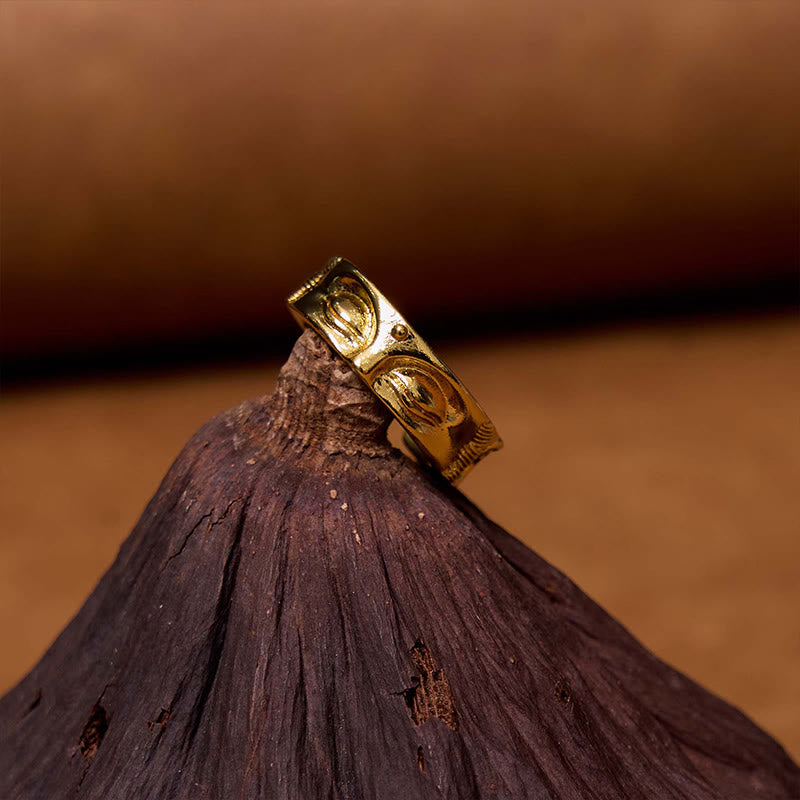 Nimara Ritual Golden Meditation Buddha Serenity Copper Adjustable Ring