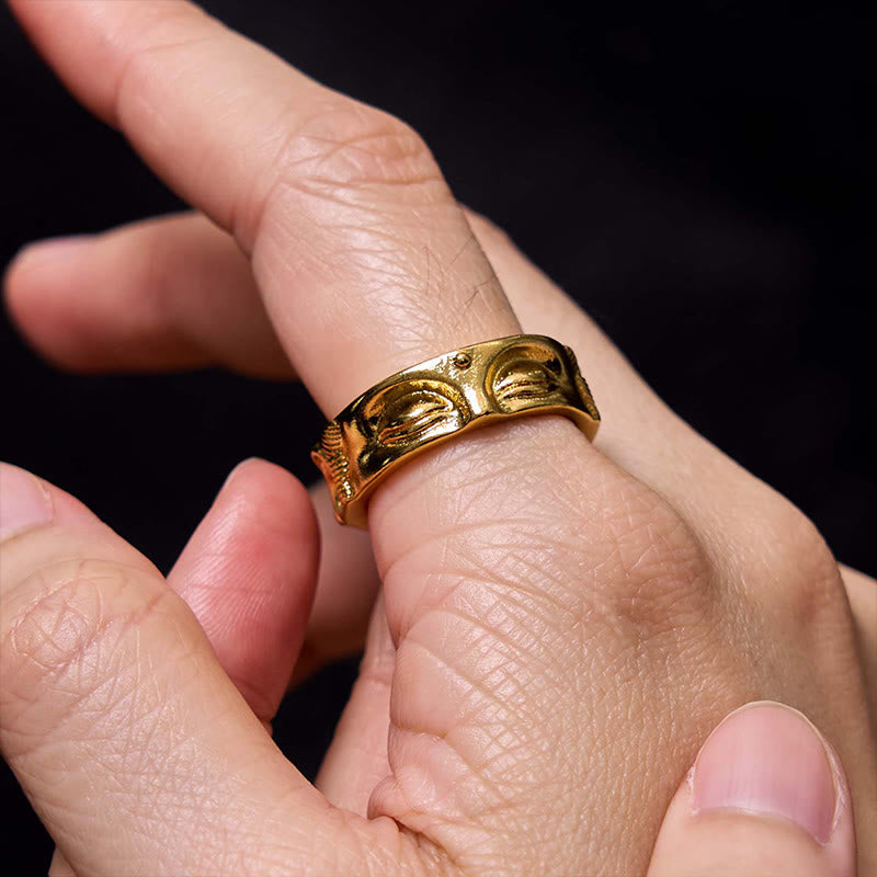 Nimara Ritual Golden Meditation Buddha Serenity Copper Adjustable Ring