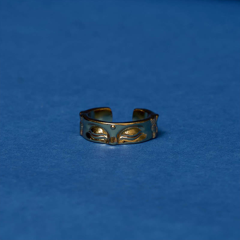 Nimara Ritual Golden Meditation Buddha Serenity Copper Adjustable Ring