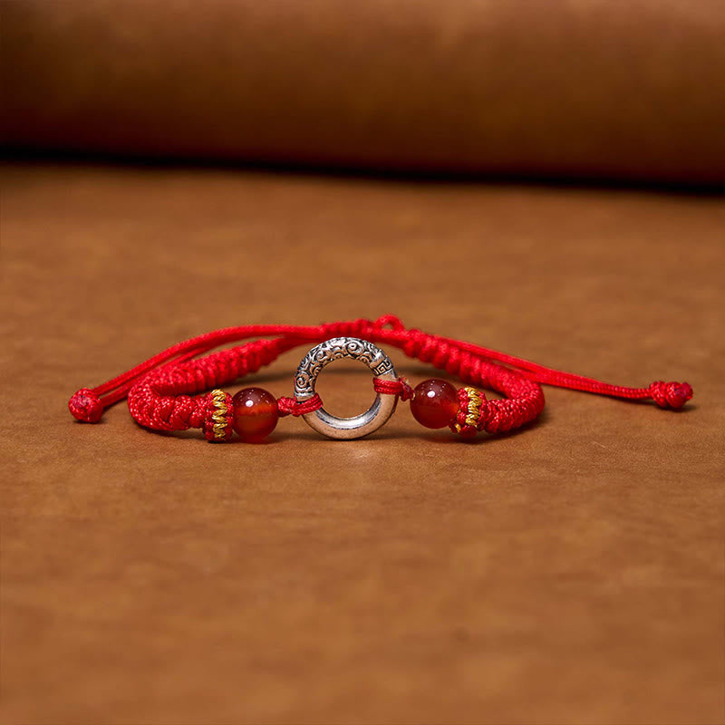 Nimara Ritual 925 Sterling Silver Plated Copper Peace Buckle Protection Braided String Bracelet