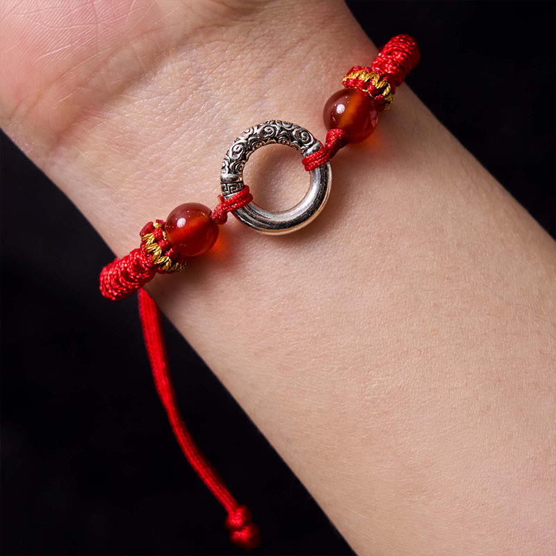 Nimara Ritual 925 Sterling Silver Plated Copper Peace Buckle Protection Braided String Bracelet