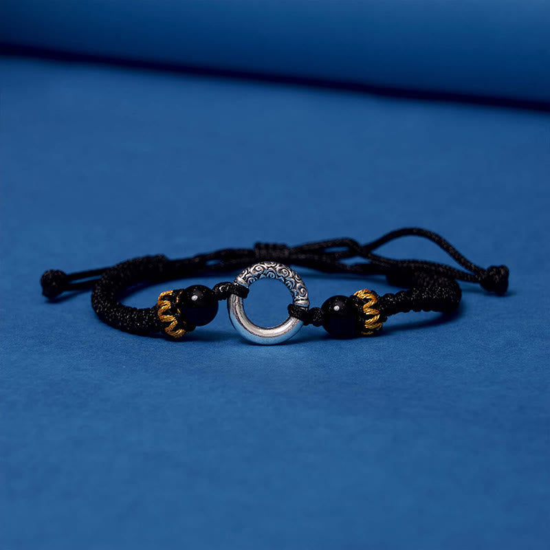 Nimara Ritual 925 Sterling Silver Plated Copper Peace Buckle Protection Braided String Bracelet