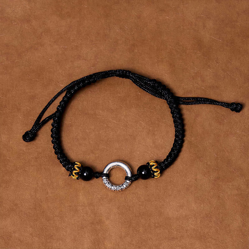 Nimara Ritual 925 Sterling Silver Plated Copper Peace Buckle Protection Braided String Bracelet