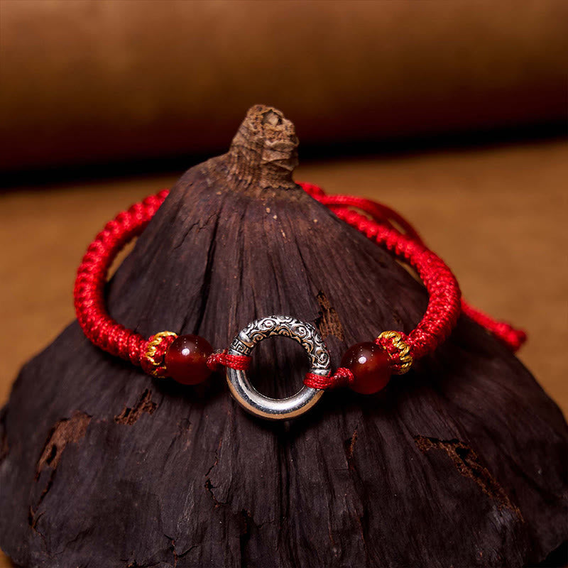Nimara Ritual 925 Sterling Silver Plated Copper Peace Buckle Protection Braided String Bracelet