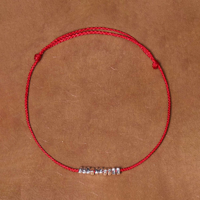 Nimara Ritual Handmade 925 Sterling Silver Small Pieces Protection Braided Ultra-Thin Rope Bracelet