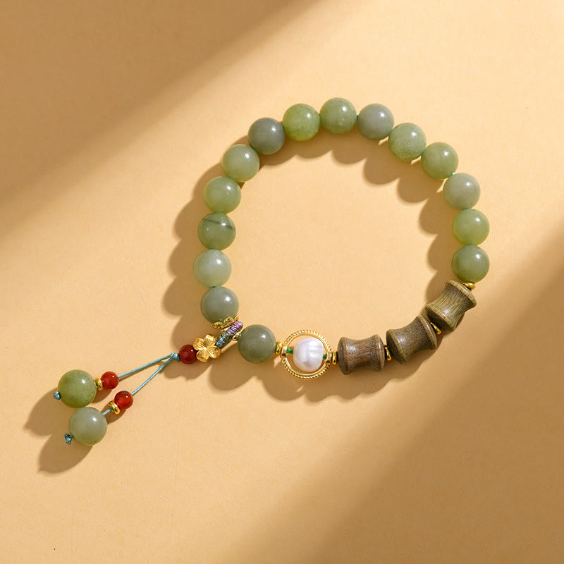 Nimara Ritual Jade Sandalwood Bamboo Pearl Prosperity Bracelet