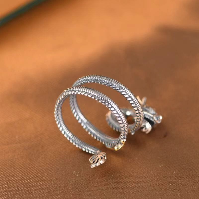 Strength And Wisdom Vintage Dragon Pattern Ring