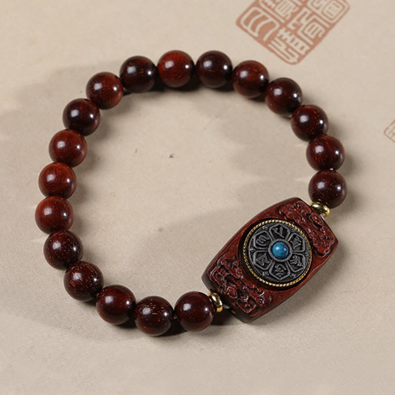 Nimara Ritual Small Leaf Red Sandalwood Green Sandalwood Six True Words Peace Bracelet