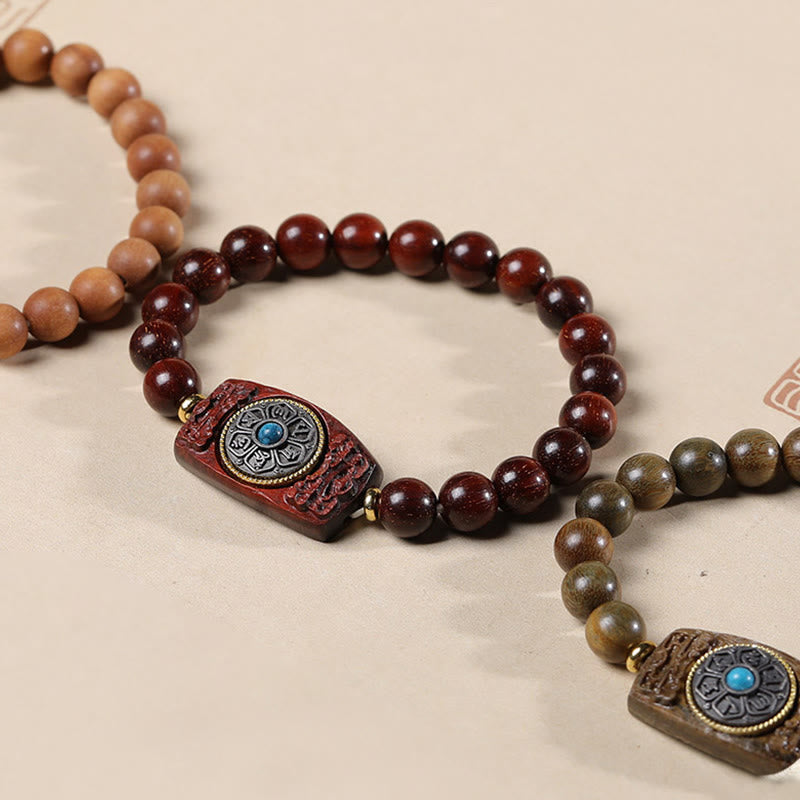 Nimara Ritual Small Leaf Red Sandalwood Green Sandalwood Six True Words Peace Bracelet