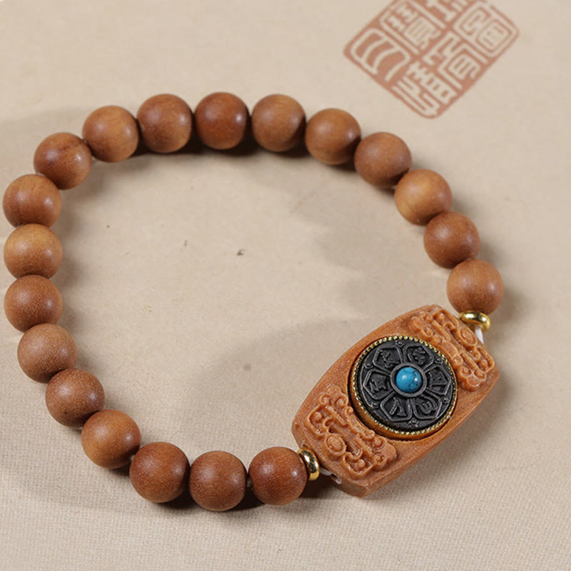 Nimara Ritual Small Leaf Red Sandalwood Green Sandalwood Six True Words Peace Bracelet