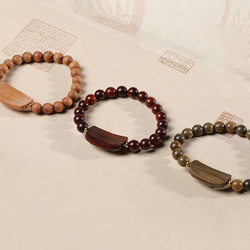 Nimara Ritual Small Leaf Red Sandalwood Green Sandalwood Six True Words Peace Bracelet