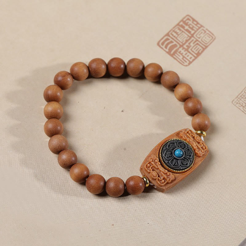 Nimara Ritual Small Leaf Red Sandalwood Green Sandalwood Six True Words Peace Bracelet