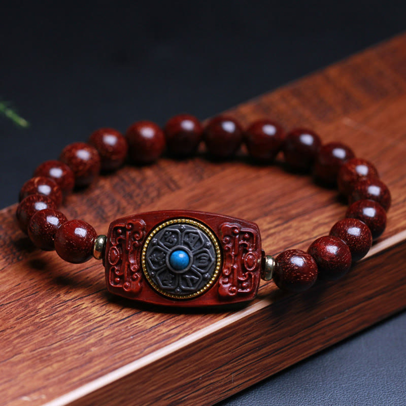 Nimara Ritual Small Leaf Red Sandalwood Green Sandalwood Six True Words Peace Bracelet